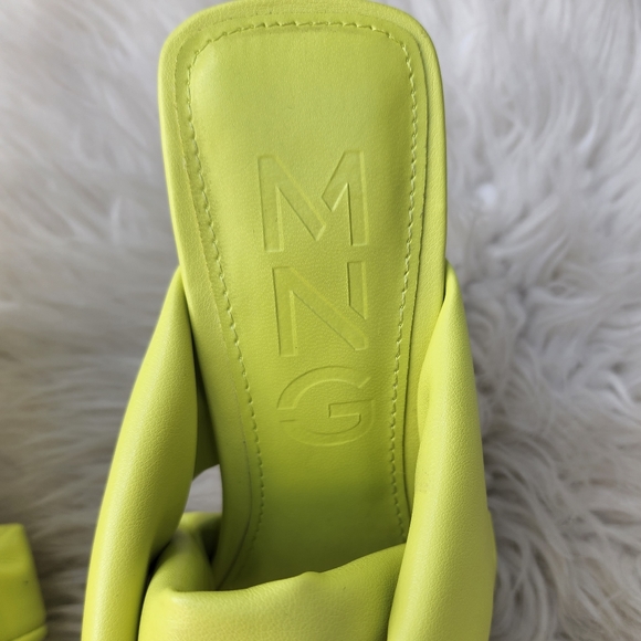MNG Mango Square Toe Heeled Padded Mule Sandals Lime - Picture 4 of 9